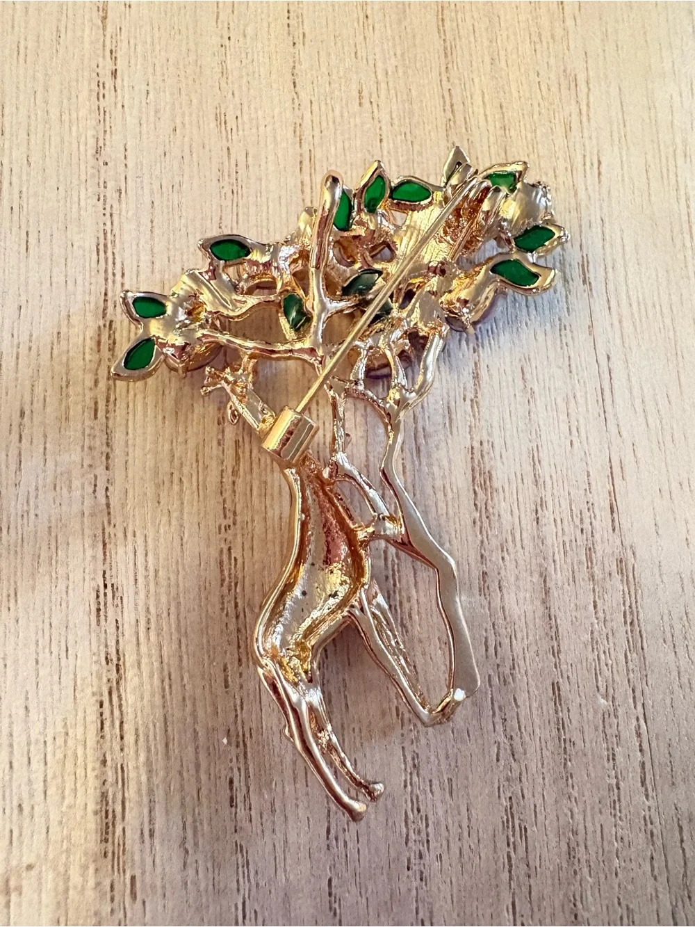 Giraffe Tree Brooch with Purple Stones